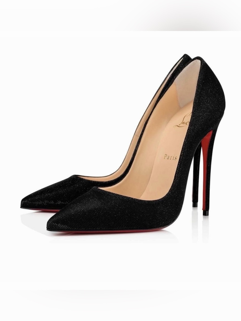 Christian Louboutin Black Sparkle Pointed Toe Stilettos EU39 Authentic